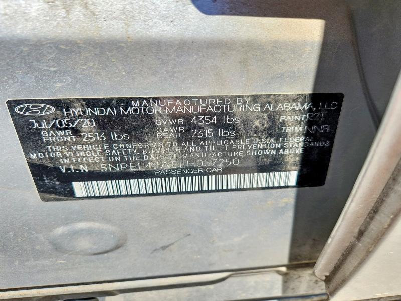2020 Hyundai Sonata მანქანა იყიდება აუქციონზე, vin: 5NPEL4JA5LH057250, აუქციონის ნომერი: 55798636