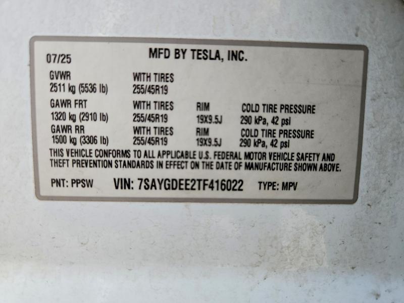 Продажа на аукционе авто 2026 Tesla Model Y, vin: 7SAYGDEE2TF416022, номер лота: 57527896