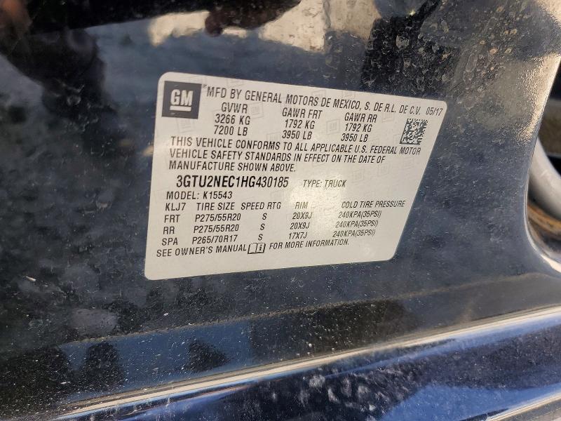 2017 Gmc Sierra მანქანა იყიდება აუქციონზე, vin: 3GTU2NEC1HG430185, აუქციონის ნომერი: 57495566
