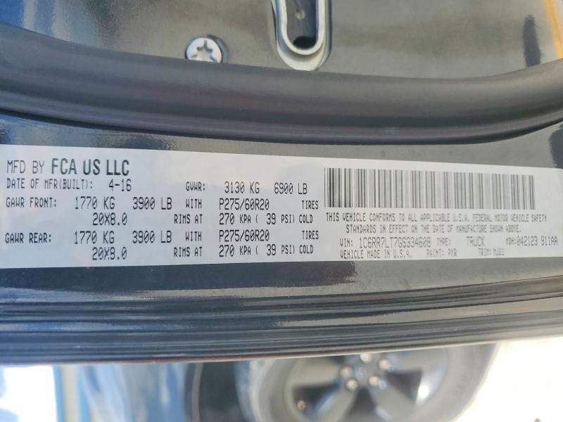 59132566 :رقم المزاد ، 1C6RR7LT7GS334608 vin ، 2016 Ram 1500 مزاد بيع