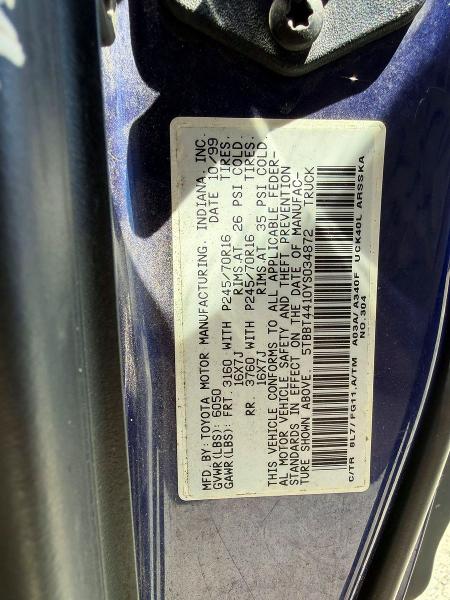 58046936 :رقم المزاد ، 5TBBT4410YS034872 vin ، 2000 Toyota Tundra مزاد بيع