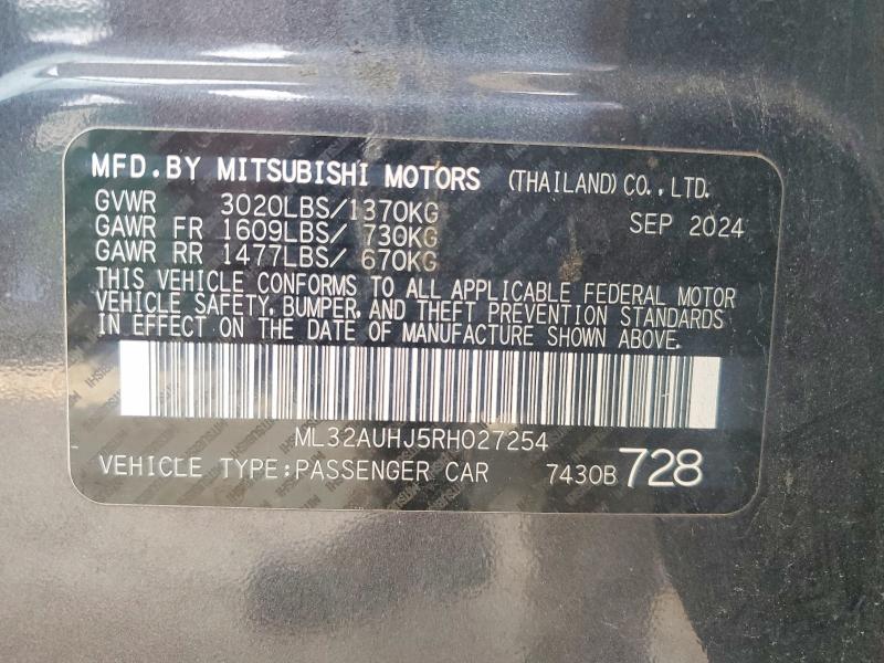 Продаж на аукціоні авто 2024 Mitsubishi Mirage, vin: ML32AUHJ5RH027254, номер лоту: 55931426