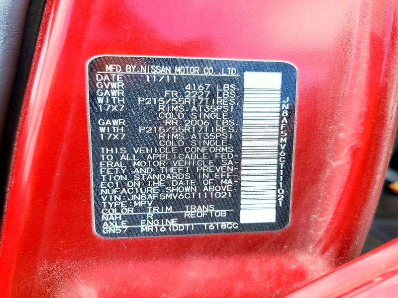 Aukcja sprzedaży 2012 Nissan Juke, vin: JN8AF5MV6CT111021, numer aukcji: 57152136