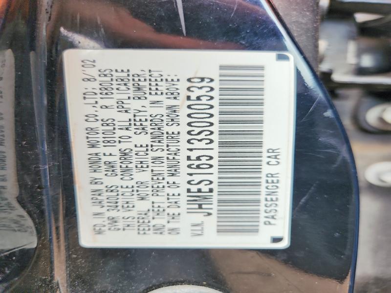 54560156 :رقم المزاد ، JHMES16513S000539 vin ، 2003 Honda Civic مزاد بيع