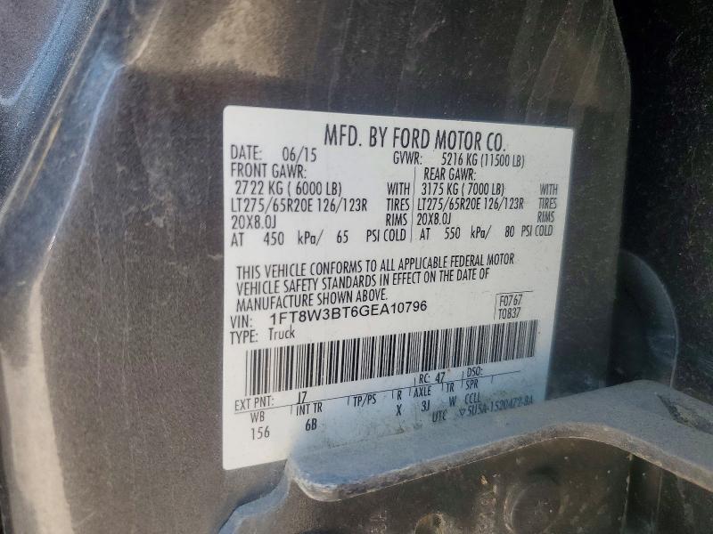 57402996 :رقم المزاد ، 1FT8W3BT6GEA10796 vin ، 2016 Ford F350 مزاد بيع