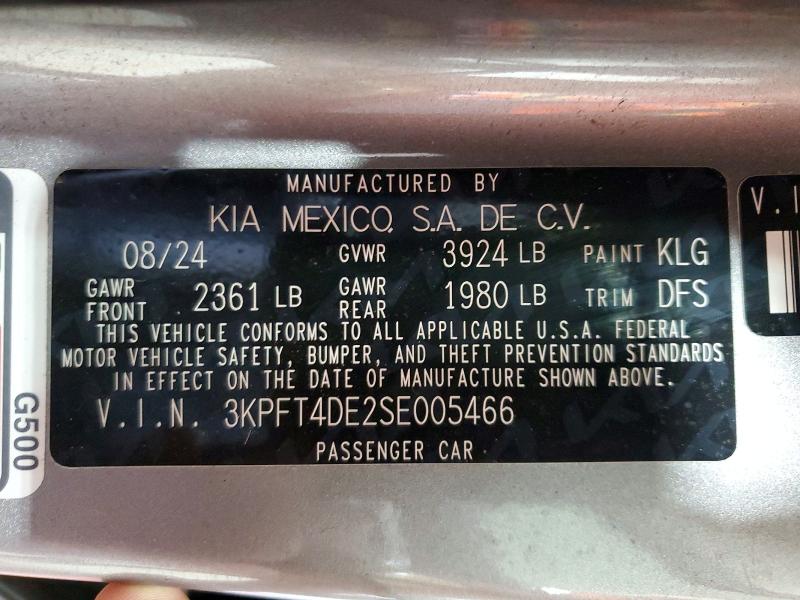 Продажа на аукционе авто 2025 Kia K4, vin: 3KPFT4DE2SE005466, номер лота: 56634486