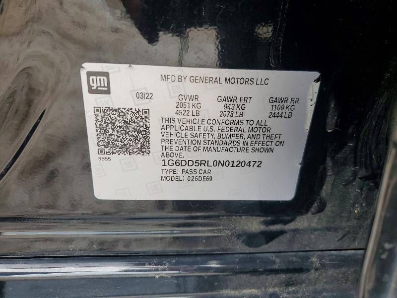 2022 Cadillac Ct4-v მანქანა იყიდება აუქციონზე, vin: 1G6DD5RL0N0120472, აუქციონის ნომერი: 55035226