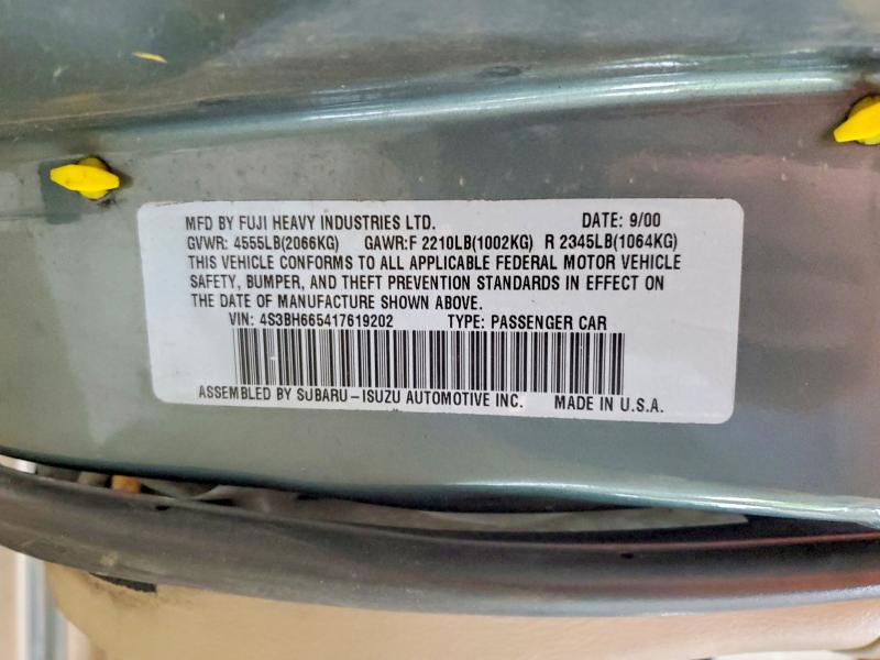 Продаж на аукціоні авто 2001 Subaru Legacy, vin: 4S3BH665417619202, номер лоту: 56560556