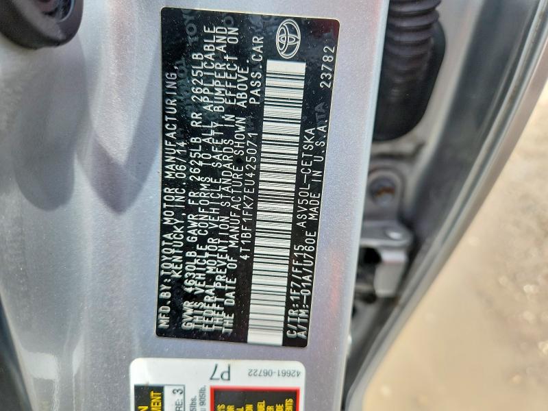 Продажа на аукционе авто 2014 Toyota Camry, vin: 4T1BF1FK7EU425071, номер лота: 57672296