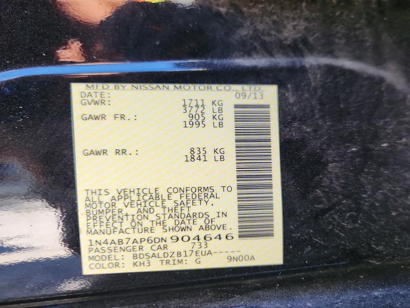 Aukcja sprzedaży 2013 Nissan Sentra, vin: 1N4AB7AP6DN904646, numer aukcji: 56657546