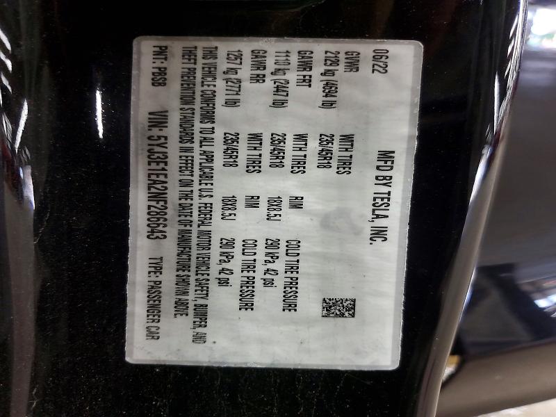 Продаж на аукціоні авто 2022 Tesla Model 3, vin: 5YJ3E1EA2NF286643, номер лоту: 57505986