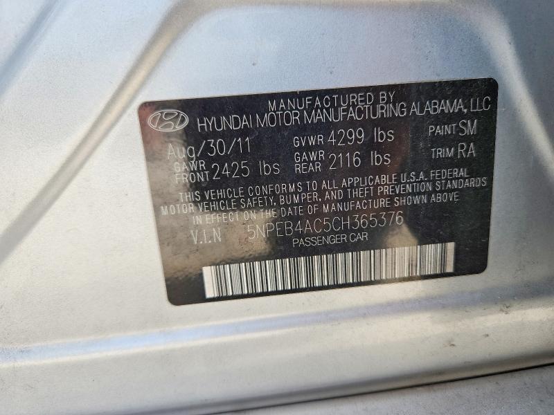 Продаж на аукціоні авто 2012 Hyundai Sonata, vin: 5NPEB4AC5CH365376, номер лоту: 56535756