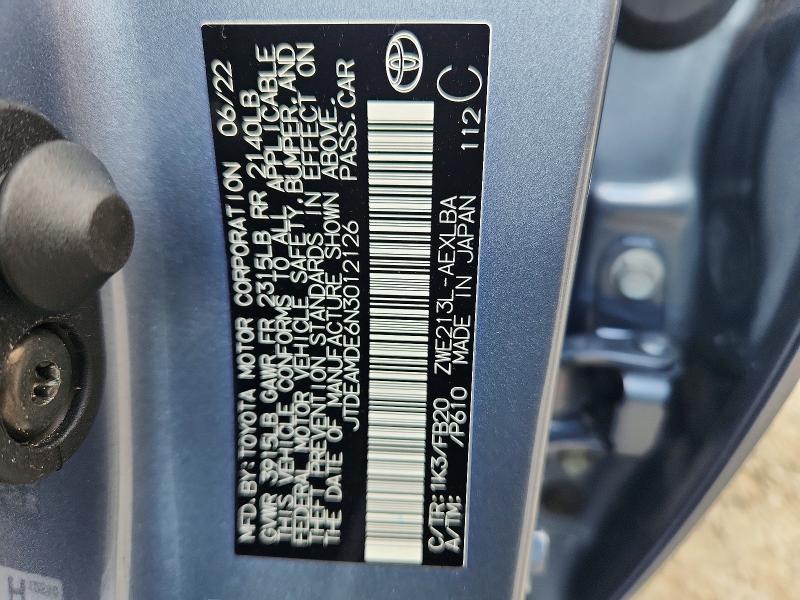 Aukcja sprzedaży 2022 Toyota Corolla, vin: JTDEAMDE6N3012126, numer aukcji: 57883866