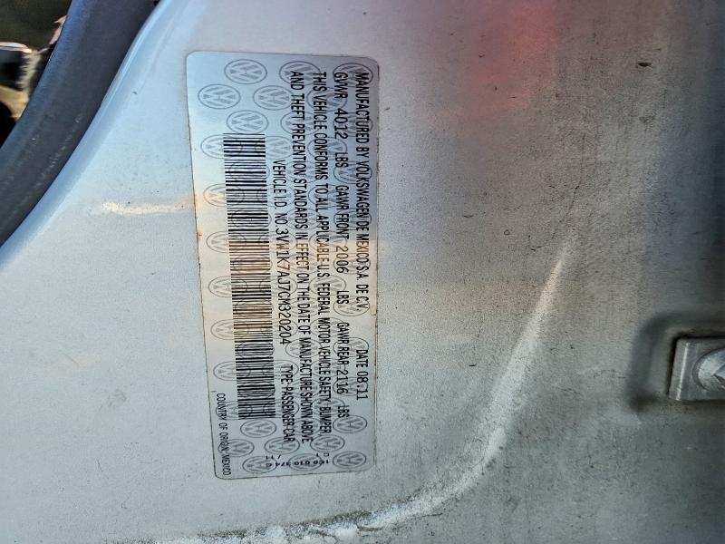 Aukcja sprzedaży 2012 Volkswagen Jetta, vin: 3VW1K7AJ7CM320204, numer aukcji: 58907226