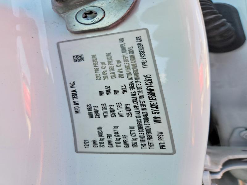 Продажа на аукционе авто 2022 Tesla Model 3, vin: 5YJ3E1EB8NF142815, номер лота: 57850066