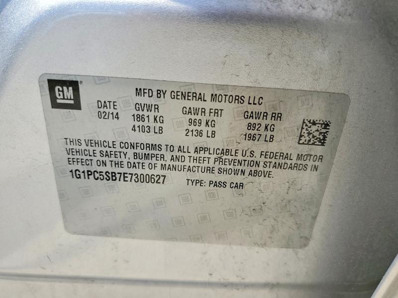 Продажа на аукционе авто 2014 Chevrolet Cruze, vin: 1G1PC5SB7E7300627, номер лота: 57542366