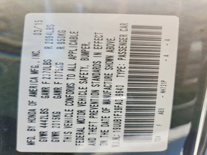 57224326 :رقم المزاد ، 19UUB1F39FA019640 vin ، 2015 Acura Tlx مزاد بيع