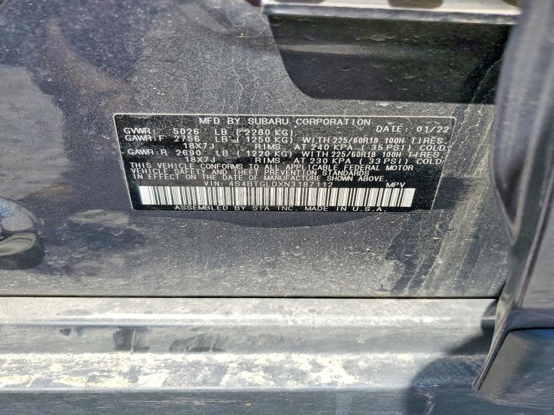 Aukcja sprzedaży 2022 Subaru Outback, vin: 4S4BTGLDXN3187112, numer aukcji: 57851836