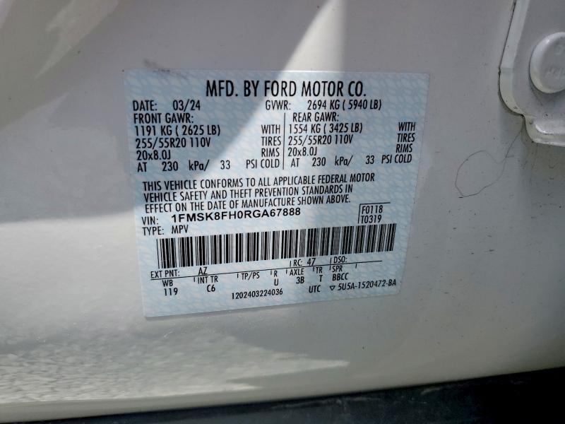 Продажа на аукционе авто 2024 Ford Explorer, vin: 1FMSK8FH0RGA67888, номер лота: 57238896