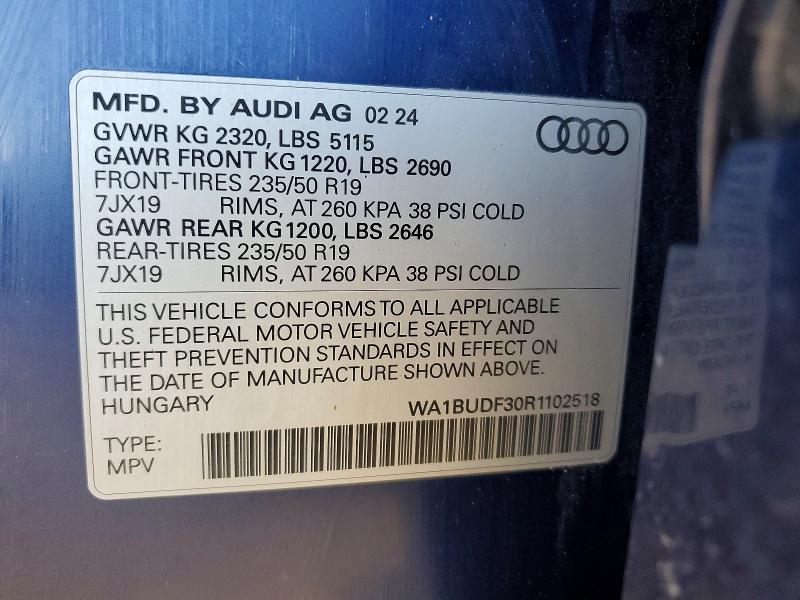 Продаж на аукціоні авто 2024 Audi Q3, vin: WA1BUDF30R1102518, номер лоту: 55811616
