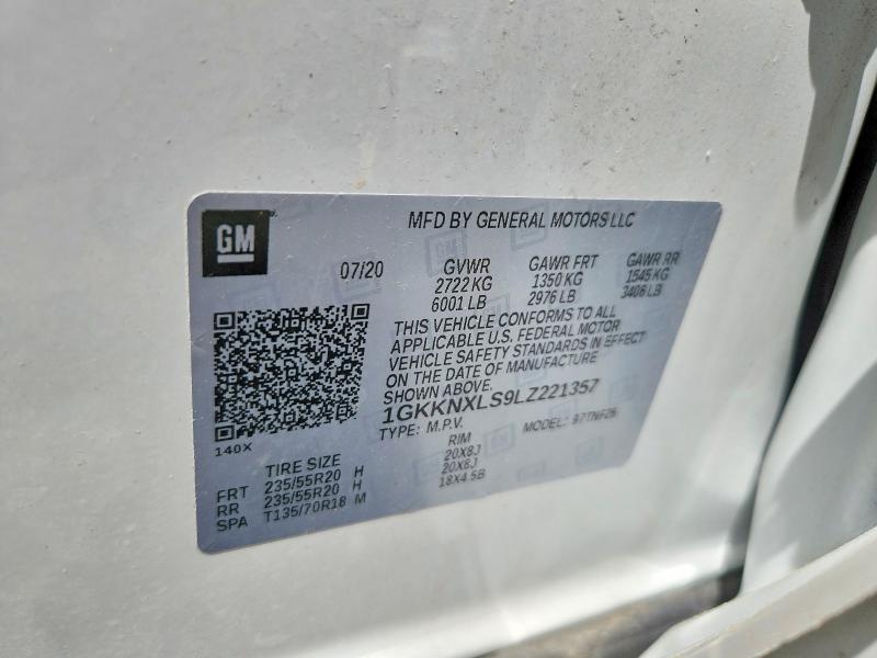 2020 Gmc Acadia მანქანა იყიდება აუქციონზე, vin: 1GKKNXLS9LZ221357, აუქციონის ნომერი: 55435046