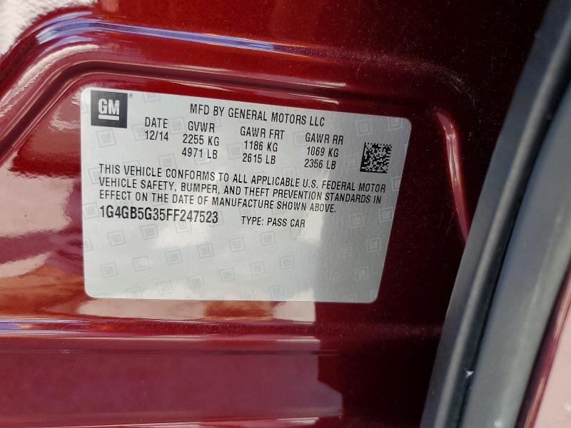 2015 Buick Lacrosse მანქანა იყიდება აუქციონზე, vin: 1G4GB5G35FF247523, აუქციონის ნომერი: 59259076