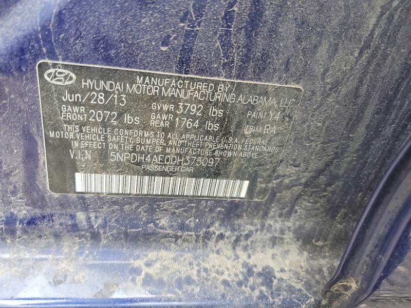 Aukcja sprzedaży 2013 Hyundai Elantra, vin: 5NPDH4AE0DH375097, numer aukcji: 56088096