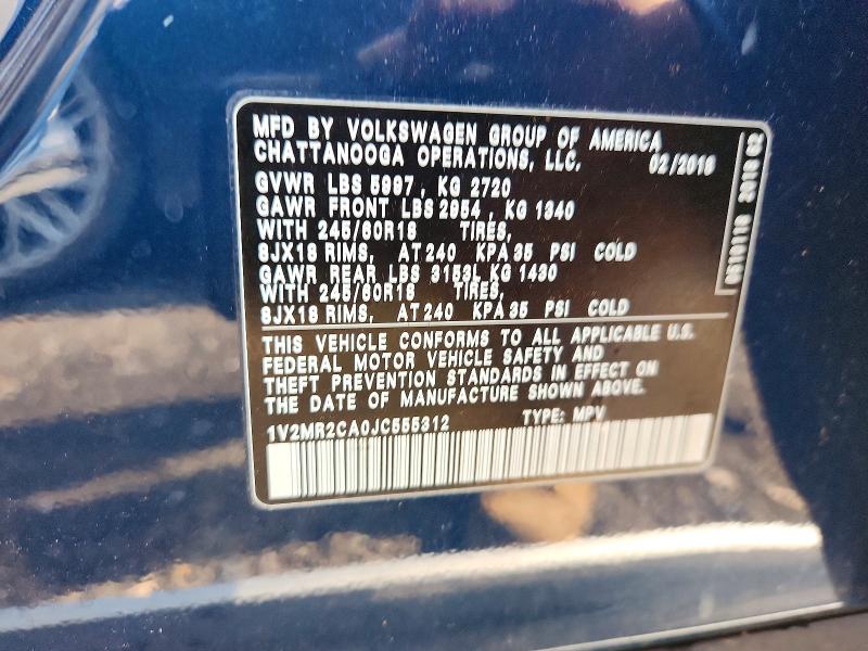 Aukcja sprzedaży 2018 Volkswagen Atlas, vin: 1V2MR2CA0JC555312, numer aukcji: 58624716