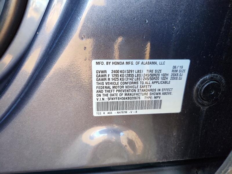 Aukcja sprzedaży 2019 Honda Passport, vin: 5FNYF8H56KB020676, numer aukcji: 57536466