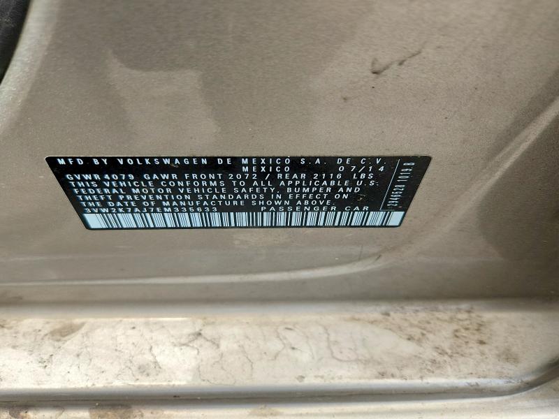 Продажа на аукционе авто 2014 Volkswagen Jetta, vin: 3VW2K7AJ7EM335633, номер лота: 57404066