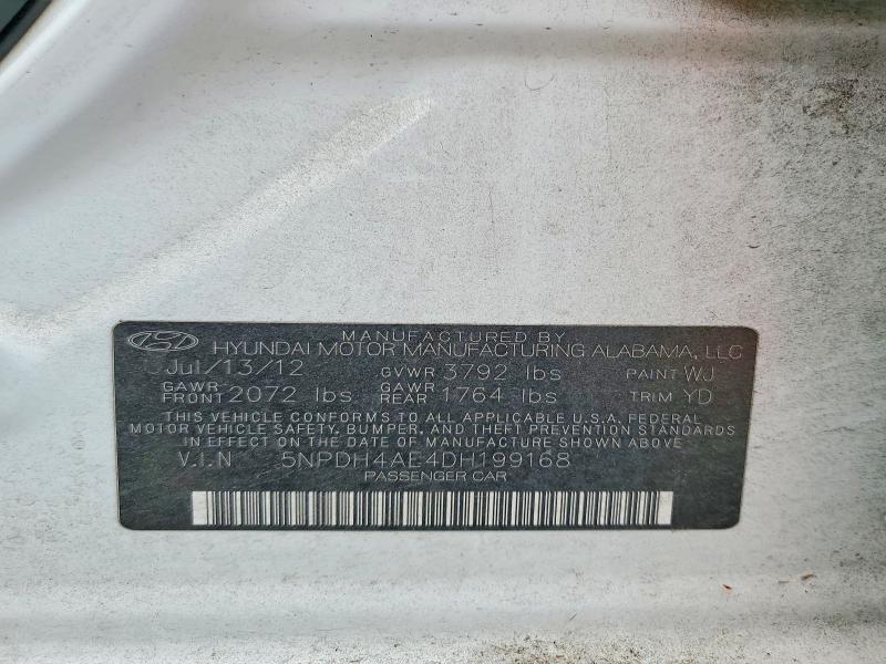 Продажа на аукционе авто 2013 Hyundai Elantra, vin: 5NPDH4AE4DH199168, номер лота: 59143606