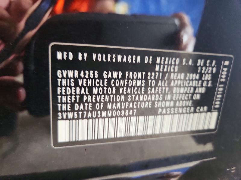 97681895 :رقم المزاد ، 3VW5T7AU3MM009847 vin ، 2021 Volkswagen Gti مزاد بيع