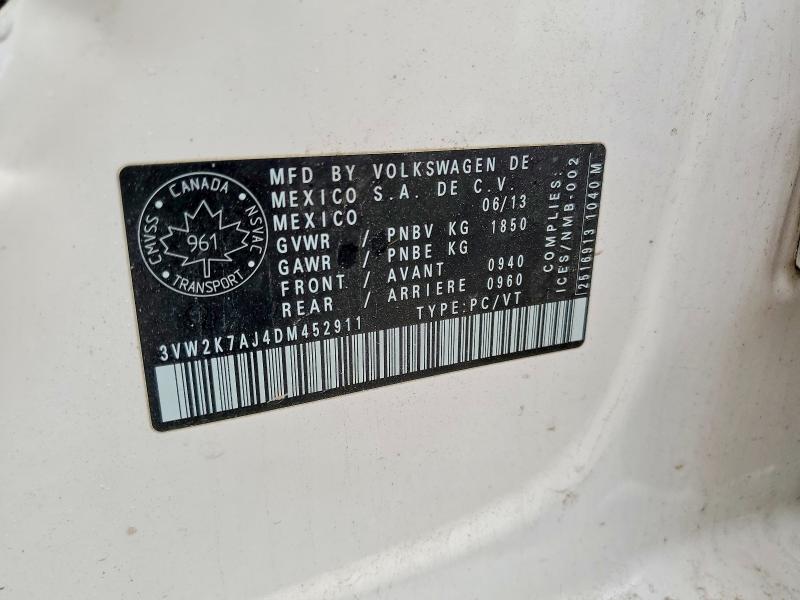 Продажа на аукционе авто 2013 Volkswagen Jetta, vin: 3VW2K7AJ4DM452911, номер лота: 56515916