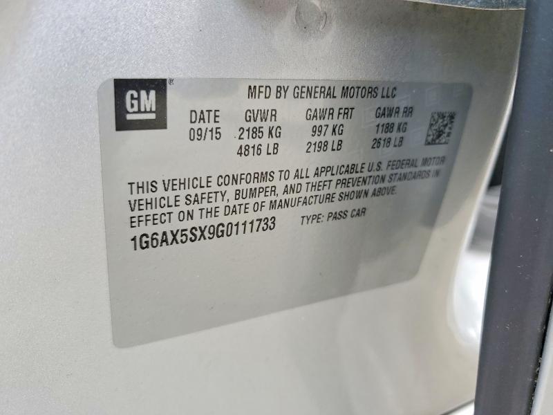 57299306 :رقم المزاد ، 1G6AX5SX9G0111733 vin ، 2016 Cadillac Cts مزاد بيع