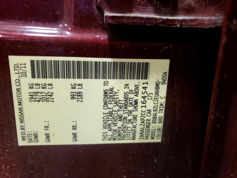 2012 Nissan Altima მანქანა იყიდება აუქციონზე, vin: 1N4AL2AP2CC164541, აუქციონის ნომერი: 58769236