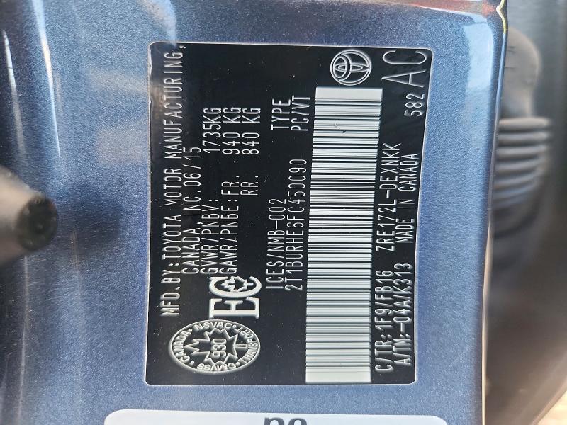 Продаж на аукціоні авто 2015 Toyota Corolla, vin: 2T1BURHE6FC450090, номер лоту: 55193626