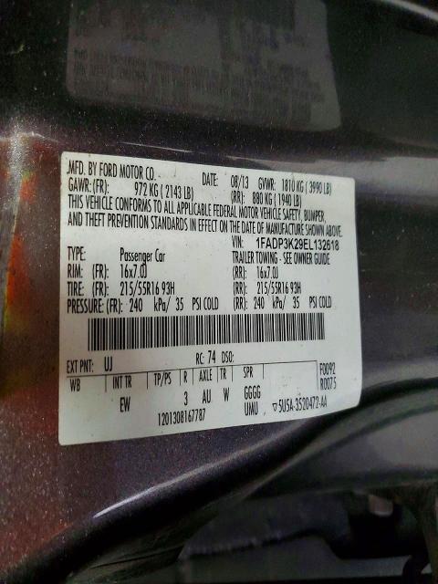 2014 Ford Focus მანქანა იყიდება აუქციონზე, vin: 1FADP3K29EL132618, აუქციონის ნომერი: 55982616