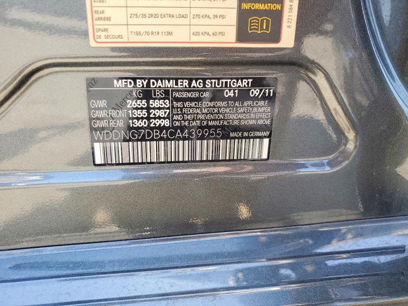 Продаж на аукціоні авто 2012 Mercedes-benz S, vin: WDDNG7DB4CA439955, номер лоту: 58765426