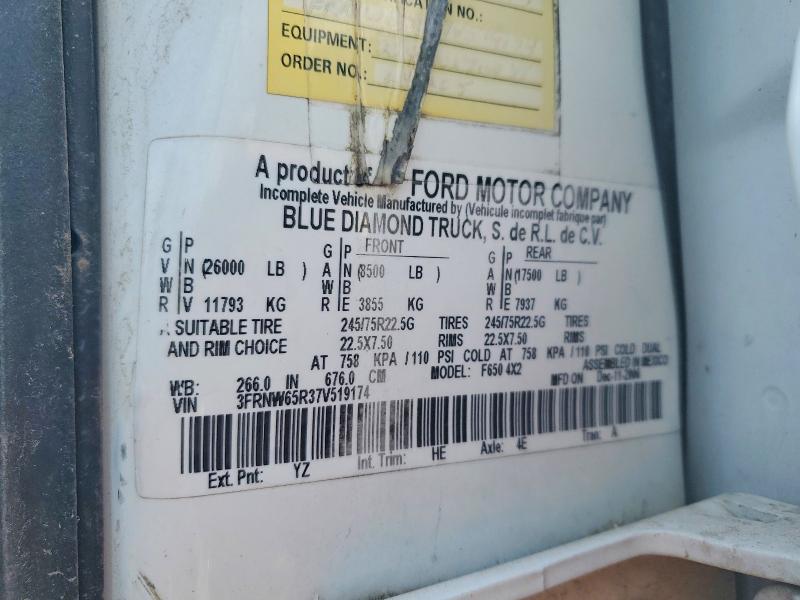 2007 Ford F650 მანქანა იყიდება აუქციონზე, vin: 3FRNW65R37V519174, აუქციონის ნომერი: 50612526