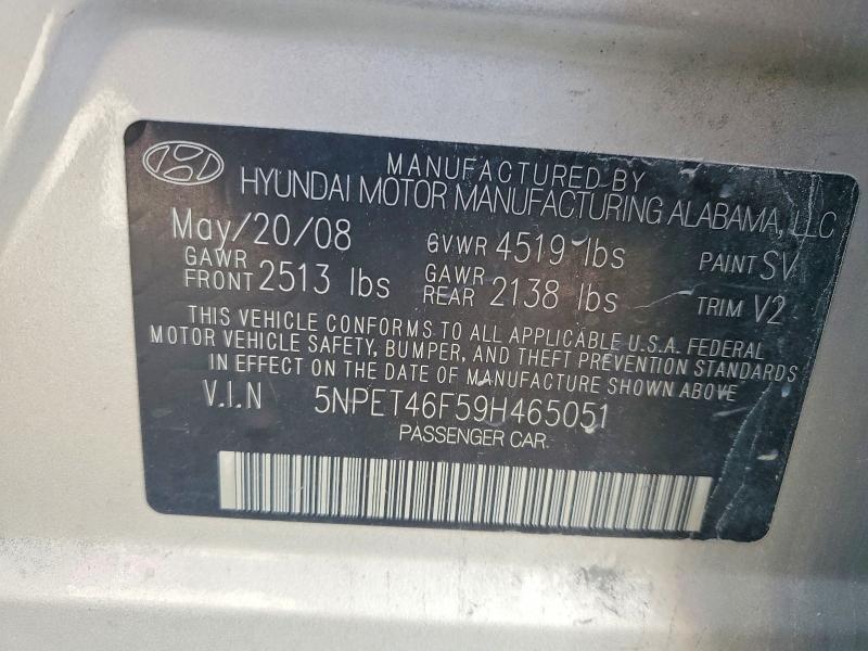 Aukcja sprzedaży 2009 Hyundai Sonata, vin: 5NPET46F59H465051, numer aukcji: 57548296
