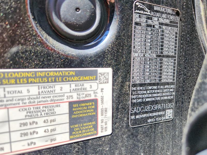 Aukcja sprzedaży 2023 Jaguar F-pace, vin: SADCJ2EX9PA711362, numer aukcji: 57156486