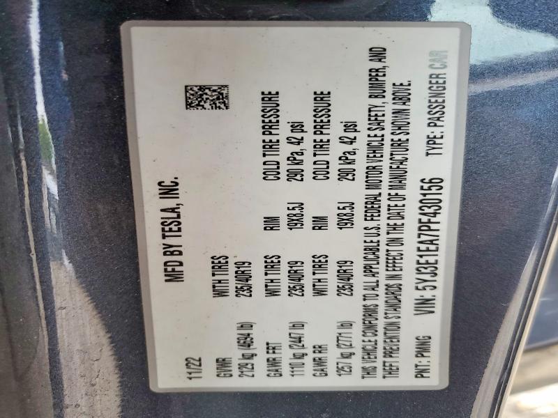55759586 :رقم المزاد ، 5YJ3E1EA7PF430156 vin ، 2023 Tesla Model 3 مزاد بيع