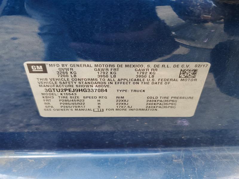 2017 Gmc Sierra მანქანა იყიდება აუქციონზე, vin: 3GTU2PEJ9HG337084, აუქციონის ნომერი: 56544956