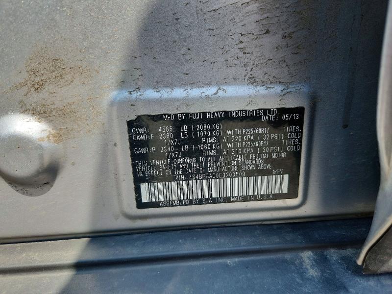 58616576 :رقم المزاد ، 4S4BRBAC0E3200509 vin ، 2014 Subaru Outback مزاد بيع
