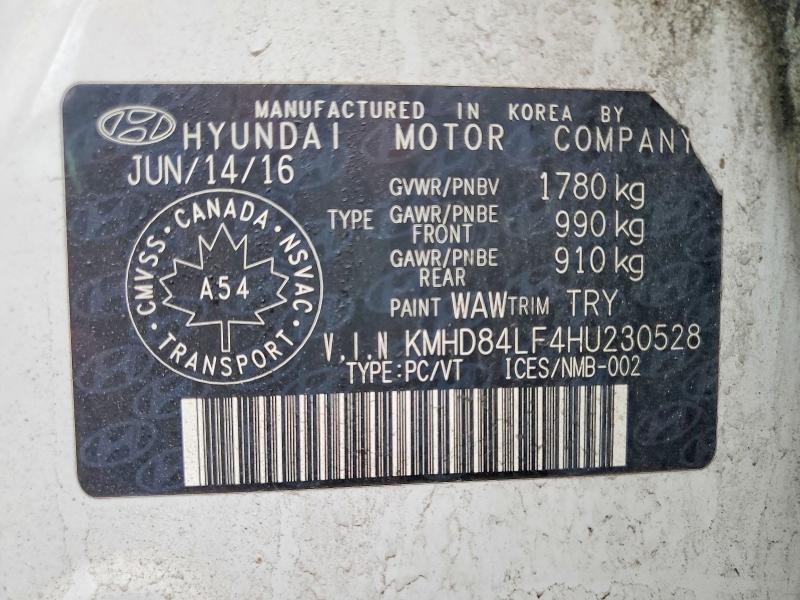 2017 Hyundai Elantra მანქანა იყიდება აუქციონზე, vin: KMHD84LF4HU230528, აუქციონის ნომერი: 55113586