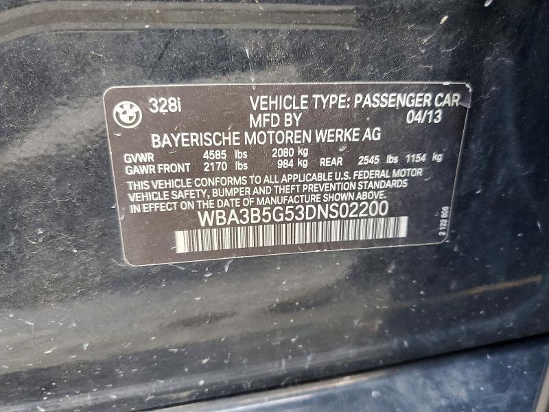 Продажа на аукционе авто 2013 Bmw 328, vin: WBA3B5G53DNS02200, номер лота: 56860896