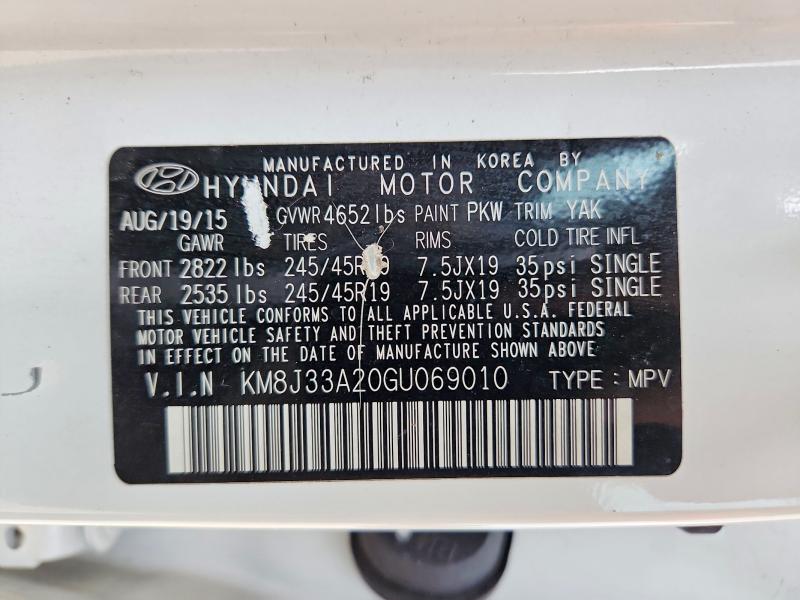 2016 Hyundai Tucson მანქანა იყიდება აუქციონზე, vin: KM8J33A20GU069010, აუქციონის ნომერი: 56327686