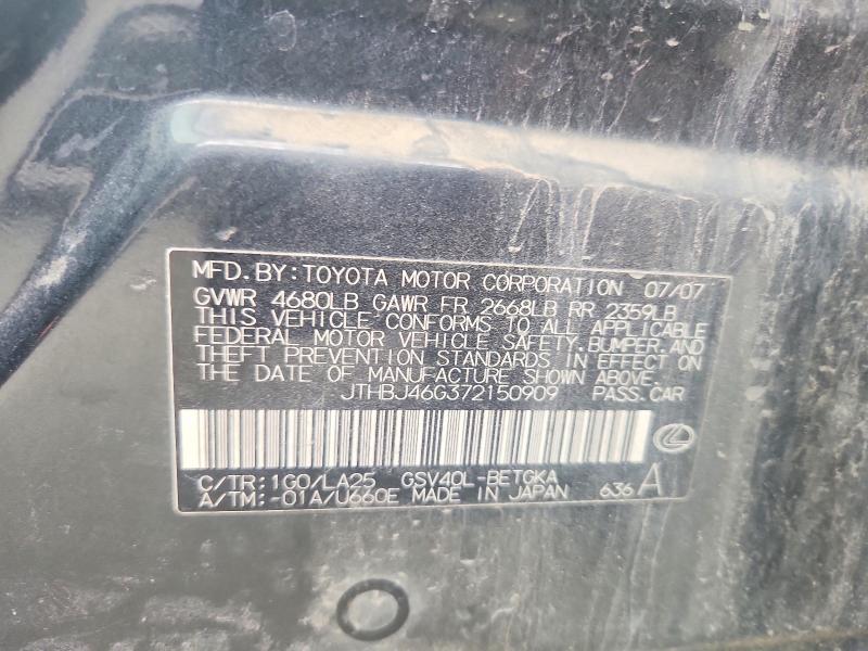 Aukcja sprzedaży 2007 Lexus Es, vin: JTHBJ46G372150909, numer aukcji: 55782676