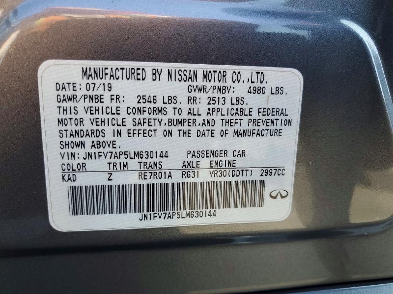 Продаж на аукціоні авто 2020 Infiniti Q50, vin: JN1FV7AP5LM630144, номер лоту: 57958806