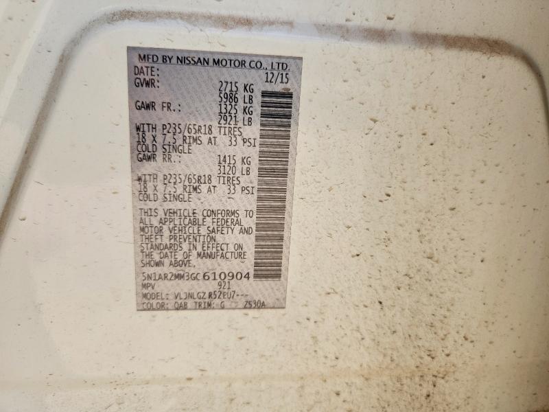Продаж на аукціоні авто 2016 Nissan Pathfinder, vin: 5N1AR2MM3GC610904, номер лоту: 57178686
